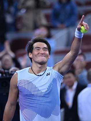 (240930) -- BEIJING, Sept. 30, 2024 -- Bu Yunchaokete celebrates after winning the men s singles quarterfinal between Bu Yunchaokete of China and Andrey Rublev of Russia at 2024 China Open tennis tournament in Beijing, capital of China, Sept. 30, 2024. ) (SP)CHINA-BEIJING-TENNIS-CHINA OPEN-MEN S SINGLES (CN) ZhangxLong 