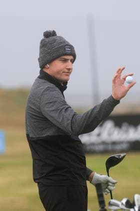 30th September 2024; Old Course at St Andrews, St Andrews, Fife, Scotland; Alfred Dunhill Links Golf Championship, First Practice Day; Barclay Brown of England on the practice tee of the Old Course, St Andrews ahead of the Dunhill Links Championship  ActionPlus12698518 DavidxYoung