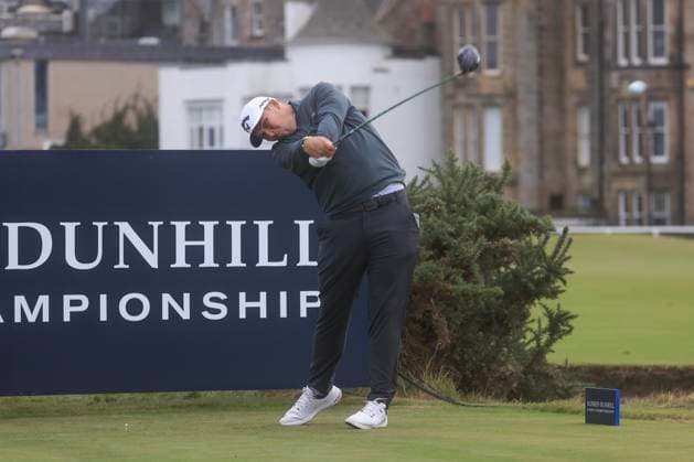 30th September 2024; Old Course at St Andrews, St Andrews, Fife, Scotland; Alfred Dunhill Links Golf Championship, First Practice Day; Marcus Armitage of England tees off on the second hole the Old Course, St Andrews, during a practice round ahead of the Dunhill Links Championship  ActionPlus12698494 DavidxYoung