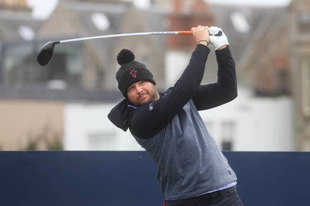 30th September 2024; Old Course at St Andrews, St Andrews, Fife, Scotland; Alfred Dunhill Links Golf Championship, First Practice Day; Peter Uihlein of the USA tees off on the second hole of the Old Course, St Andrews, during a practice round ahead of the Dunhill Links Championship  ActionPlus12698497 DavidxYoung
