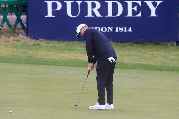 30th September 2024; Old Course at St Andrews, St Andrews, Fife, Scotland; Alfred Dunhill Links Golf Championship, First Practice Day; Brooks Koepka of the USA putts on the eighteenth green of the Old Course, St Andrews, during a practice round ahead of the Dunhill Links Championship  ActionPlus12698503 DavidxYoung
