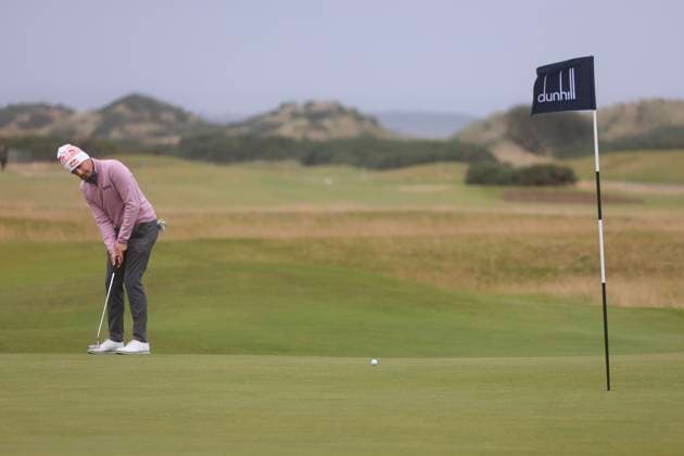 30th September 2024; Old Course at St Andrews, St Andrews, Fife, Scotland; Alfred Dunhill Links Golf Championship, First Practice Day; Matthias Schwab of Austria putts on the sixteenth green on the Old Course, St Andrews, during a practice round ahead of the Dunhill Links Championship  ActionPlus12698506 DavidxYoung