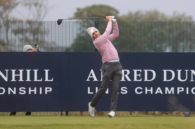 30th September 2024; Old Course at St Andrews, St Andrews, Fife, Scotland; Alfred Dunhill Links Golf Championship, First Practice Day; Matthias Schwab of Austria tees off on the seventeenth hole of the Old Course, St Andrews, during a practice round ahead of the Dunhill Links Championship  ActionPlus12698509 DavidxYoung