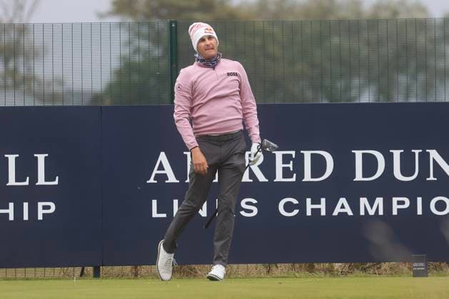 30th September 2024; Old Course at St Andrews, St Andrews, Fife, Scotland; Alfred Dunhill Links Golf Championship, First Practice Day; Matthias Schwab of Austria watches his ball flight after teeing off on the seventeenth hole of the Old Course, St Andrews, during a practice round ahead of the Dunhill Links Championship  ActionPlus12698510 DavidxYoung