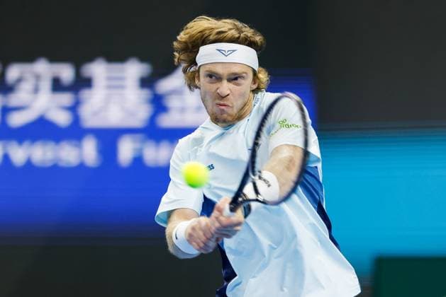 BEIJING, CHINA - SEPTEMBER 30: Andrey Rublev of Russia competes in the Men s Singles Quarterfinal match against Bu Yunchaokete of China on day eight of 2024 China Open at National Tennis Center on September 30, 2024 in Beijing, China.  Copyright: xVCGx 111521262259