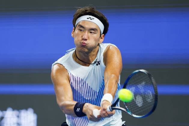 BEIJING, CHINA - SEPTEMBER 30: Bu Yunchaokete of China competes in the Men s Singles Quarterfinal match against Andrey Rublev of Russia on day eight of 2024 China Open at National Tennis Center on September 30, 2024 in Beijing, China.  Copyright: xVCGx 111521262258