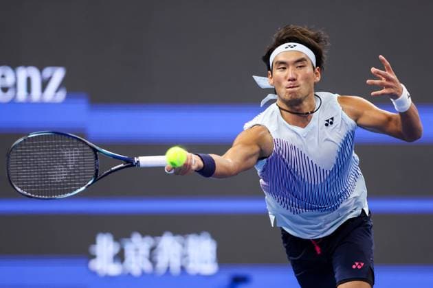 BEIJING, CHINA - SEPTEMBER 30: Bu Yunchaokete of China competes in the Men s Singles Quarterfinal match against Andrey Rublev of Russia on day eight of 2024 China Open at National Tennis Center on September 30, 2024 in Beijing, China.  Copyright: xVCGx 111521256047