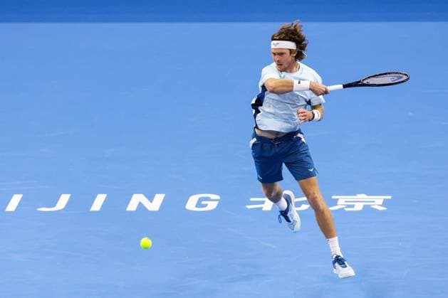 BEIJING, CHINA - SEPTEMBER 30: Andrey Rublev of Russia competes in the Men s Singles Quarterfinal match against Bu Yunchaokete of China on day eight of 2024 China Open at National Tennis Center on September 30, 2024 in Beijing, China.  Copyright: xVCGx 111521256028