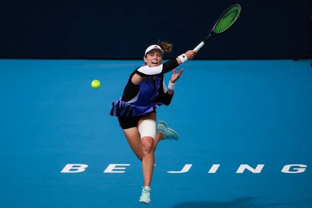 BEIJING, CHINA - SEPTEMBER 30: Katie Volynets of America competes in the Women s Singles Round of 32 match against Naomi Osaka of Japan on day eight of 2024 China Open at National Tennis Center on September 30, 2024 in Beijing, China.  Copyright: xVCGx 111521262009