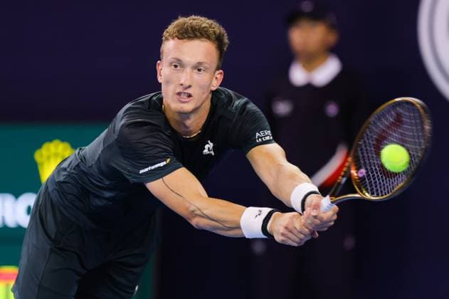 BEIJING, CHINA - SEPTEMBER 30: Jiri Lehecka of Czechia competes in the Men s Singles Quarterfinal match against Jannik Sinner of Italy on day eight of 2024 China Open at National Tennis Center on September 30, 2024 in Beijing, China.  Copyright: xVCGx 111521262136