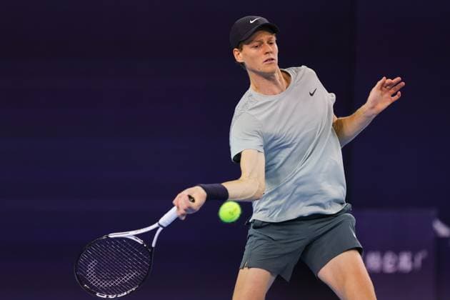 BEIJING, CHINA - SEPTEMBER 30: Jannik Sinner of Italy competes in the Men s Singles Quarterfinal match against Jiri Lehecka of Czechia on day eight of 2024 China Open at National Tennis Center on September 30, 2024 in Beijing, China.  Copyright: xVCGx 111521262121