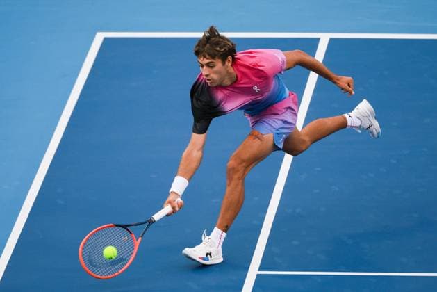 BEIJING, CHINA - SEPTEMBER 30: Flavio Cobolli of Italy competes in the Men s Singles Quarterfinal match against Daniil Medvedev of Russia on day eight of 2024 China Open at National Tennis Center on September 30, 2024 in Beijing, China.  Copyright: xVCGx 111521260728