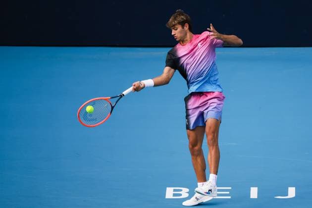 BEIJING, CHINA - SEPTEMBER 30: Flavio Cobolli of Italy competes in the Men s Singles Quarterfinal match against Daniil Medvedev of Russia on day eight of 2024 China Open at National Tennis Center on September 30, 2024 in Beijing, China.  Copyright: xVCGx 111521260716