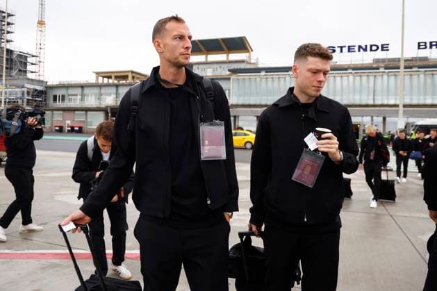 Sturm Graz v Club Brugge - UEFA Champions League - media activities OOSTENDE, BELGIUM - OCTOBER 01 : Nilsson Gustaf forward of Club Brugge and Skov Olsen Andreas forward of Club Brugge pictured at Ostend Bruges Airport prior the UEFA Champions League match between and on October 1, 2024 in Oostende, Belgium, 01 10 2024 Oostende Belgium  Copyright: xJanxDexMeuleneirx