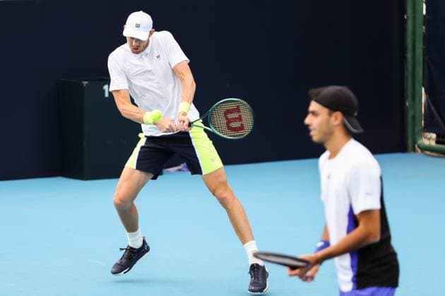 BEIJING, CHINA - SEPTEMBER 30: Francisco Cerundolo of Argentina and Nicolas Jarry of Chile compete in the Men s Doubles Quarterfinal match against Jamie Murray of Britain and John Peers of Australia on day eight of 2024 China Open at National Tennis Center on September 30, 2024 in Beijing, China.  Copyright: xVCGx 111521259816