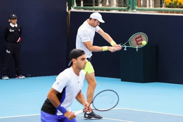 BEIJING, CHINA - SEPTEMBER 30: Francisco Cerundolo of Argentina and Nicolas Jarry of Chile compete in the Men s Doubles Quarterfinal match against Jamie Murray of Britain and John Peers of Australia on day eight of 2024 China Open at National Tennis Center on September 30, 2024 in Beijing, China.  Copyright: xVCGx 111521259803