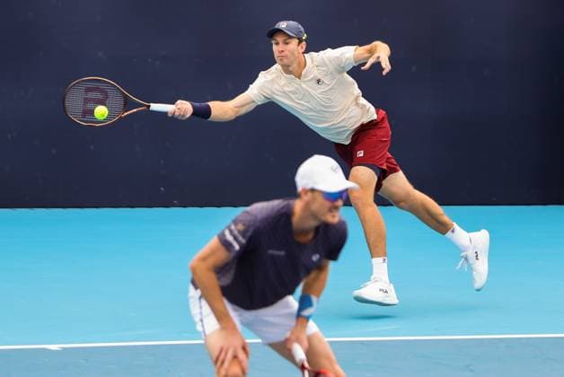 BEIJING, CHINA - SEPTEMBER 30: Jamie Murray of Britain and John Peers of Australia compete in the Men s Doubles Quarterfinal match against Francisco Cerundolo of Argentina and Nicolas Jarry of Chile on day eight of 2024 China Open at National Tennis Center on September 30, 2024 in Beijing, China.  Copyright: xVCGx 111521259802