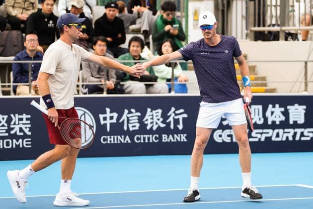 BEIJING, CHINA - SEPTEMBER 30: Jamie Murray of Britain and John Peers of Australia react in the Men s Doubles Quarterfinal match against Francisco Cerundolo of Argentina and Nicolas Jarry of Chile on day eight of 2024 China Open at National Tennis Center on September 30, 2024 in Beijing, China.  Copyright: xVCGx 111521259796