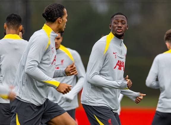 Football - UEFA Champions League - League Phase - Liverpool FC v Bologna FC - MD-1 LIVERPOOL, ENGLAND - Tuesday, October 1, 2024: Liverpool s Ibrahima KonatÃ during a training session at the AXA Training Centre ahead of the UEFA Champions League match between Liverpool FC and Bologna FC. (Photo by David Rawcliffe Propaganda) LIVERPOOL AXA Training Centre MERSEYSIDE ENGLAND  Copyright: xDavidxRawcliffex P2024-10-01-Liverpool_Bologna_MD-1-38