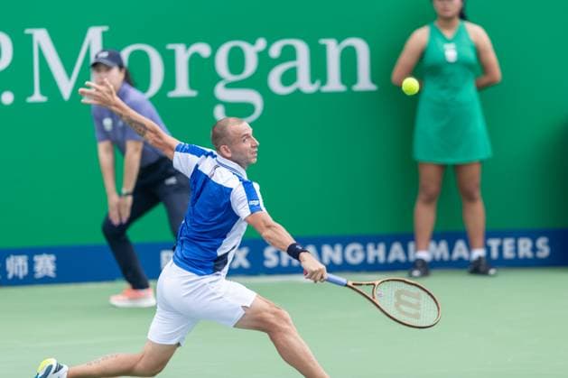 SHANGHAI, CHINA - OCTOBER 01: Dan Evans of Great Britain competes in the 2nd Round Qualifying match against Alex Bolt of Australia on Day 2 of 2024 Shanghai Rolex Masters at Qi Zhong Tennis Centre on October 1, 2024 in Shanghai, China.  Copyright: xVCGx 111521306880
