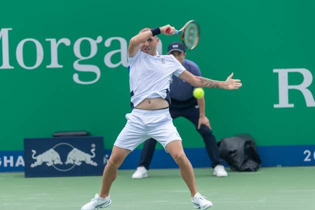 SHANGHAI, CHINA - OCTOBER 01: Dan Evans of Great Britain competes in the 2nd Round Qualifying match against Alex Bolt of Australia on Day 2 of 2024 Shanghai Rolex Masters at Qi Zhong Tennis Centre on October 1, 2024 in Shanghai, China.  Copyright: xVCGx 111521306875