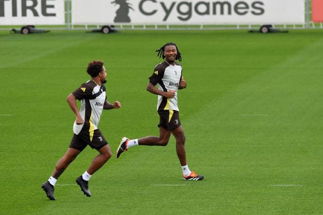 October 1, 2024, Turin, Milan, Italy: Weston McKennie Juventus FC and Khephren Thuram Juventus FC during training at JTC Continassa on October 01, 2024 in Turin, Italy - ph Giuliano Marchisciano during Juventus - Training , UEFA Champions League football match in Turin, Italy, October 01 2024 CALCIO - UEFA Champions League - Juventus - Training  - ZUMAs349 20241001_zsa_s349_043 Copyright: xGiulianoxMarchisciano IpaxSportx