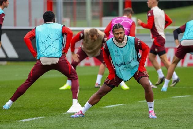 Serge Gnabry FC Bayern Muenchen, 07 at training, Final training, FC Bayern Muenchen, Football, UEFA Champions League, Matchday 2, Season 24 25, 01 10 2024, Final training, FC Bayern Muenchen, Football, UEFA Champions League, Matchday 2, Season 24 25, 01 10 2024 Muenchen Copyright: xEibner-Pressefoto JennixMaulx EP_JML