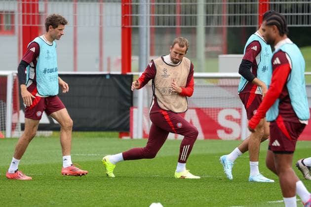 Harry Kane FC Bayern Muenchen, 09 at training, Final training, FC Bayern Muenchen, Football, UEFA Champions League, Matchday 2, Season 24 25, 01 10 2024, Final training, FC Bayern Muenchen, Football, UEFA Champions League, Matchday 2, Season 24 25, 01 10 2024 Muenchen Copyright: xEibner-Pressefoto JennixMaulx EP_JML