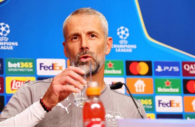 RB Leipzig Press conference Champions League Leipzig, 01 10 2024, RB Academy, Football, UEFA Champions League, Matchday 1, RB LEIPZIG vs JUVENTUS TURIN on 02 10 2024 , Press conference RB Leipzig , In the picture head coach Marco Rose, RB Leipzig , Picture Point