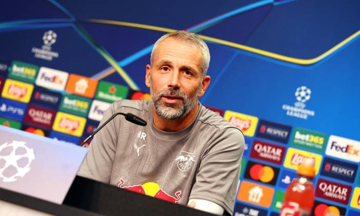Sport Bilder des Tages RB Leipzig Pressekonferenz Champions League Leipzig, 01.10.2024, RB Akademie, Fussball, UEFA Champions League, Matchday-1, RB LEIPZIG vs. JUVENTUS TURIN am 02 10 2024 , Pressekonferenz RB Leipzig , Im Bild: Cheftrainer Marco Rose, RB Leipzig , *** RB Leipzig Press conference Champions League Leipzig, 01 10 2024, RB Academy, Football, UEFA Champions League, Matchday 1, RB LEIPZIG vs JUVENTUS TURIN on 02 10 2024 , Press conference RB Leipzig , In the picture head coach Marco Rose, RB Leipzig , Picture Point
