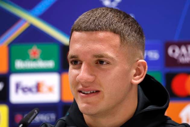 Sturm Graz v Club Brugge - UEFA Champions League - media activities KLAGENFURT, AUSTRIA - OCTOBER 01 : Tzolis Christos forward of Club Brugge pictured during a press coneference prior to the UEFA Champions League match between and on October 1, 2024 in Klagenfurt, Austria, 01 10 2024 Klagenfurt Austria  Copyright: xJanxDexMeuleneirx