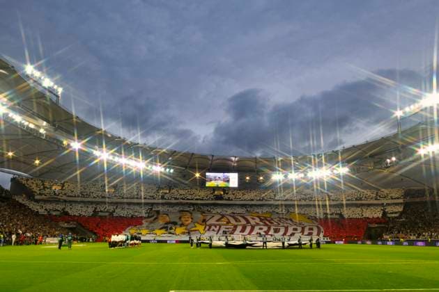 Before the start of the match Choreo, choreography, fan action VfB Stuttgart Champions League VfB Stuttgart vs AC Sparta Prague 01 10 2024 DFL REGULATIONS PROHIBIT ANY USE OF PHOTOGRAPHS AS IMAGE SEQUENCES AND OR QUASI VIDEO VfB Stuttgart vs AC Sparta Prague