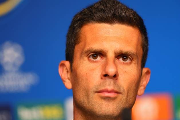 Juventus Turin Press Conference Champions League Leipzig, 01 10 2024, RB Academy, Football, UEFA Champions League, Matchday 1, RB LEIPZIG vs JUVENTUS TURIN on 02 10 2024 , Press Conference Juventus Turin , In the picture Coach Thiago Motta JUVENTUS TURIN , Picture Point