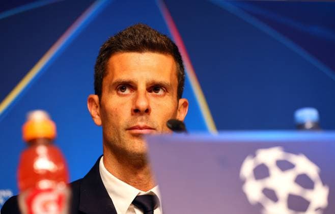 Juventus Turin Press Conference Champions League Leipzig, 01 10 2024, RB Academy, Football, UEFA Champions League, Matchday 1, RB LEIPZIG vs JUVENTUS TURIN on 02 10 2024 , Press Conference Juventus Turin , In the picture Coach Thiago Motta JUVENTUS TURIN , Picture Point