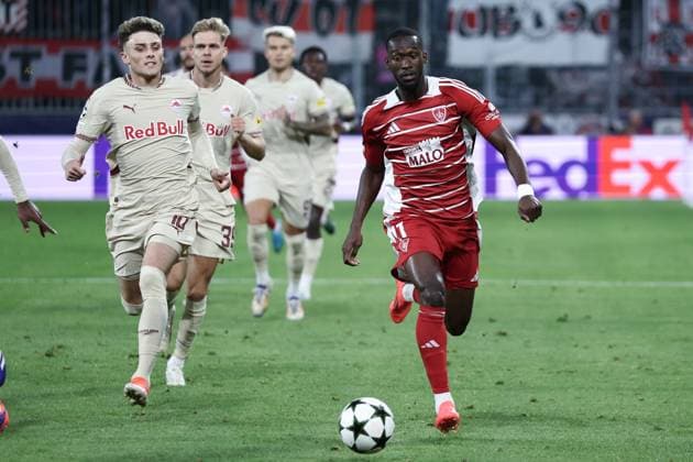 SOCCER - UEFA CL, RBS vs Brest SALZBURG,AUSTRIA,01.OCT.24 - SOCCER - UEFA Champions League, Red Bull Salzburg vs Stade Brestois 29. Image shows Abdallah Sima (Brest).  GEPAxpictures xDavidxGeieregger