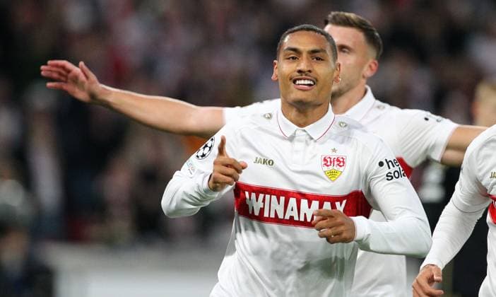 Millot Tor 1-0 , VfB Stuttgart - Sparta Prag, Uefa Champions League , Fußball , in der MHP Arena, Stuttgart, Baden-Württemberg , Deutschland . Oktober 01, 2024 - Photo by: Davide Elias Ipa Photo Pressefoto DENL Copyright: xx