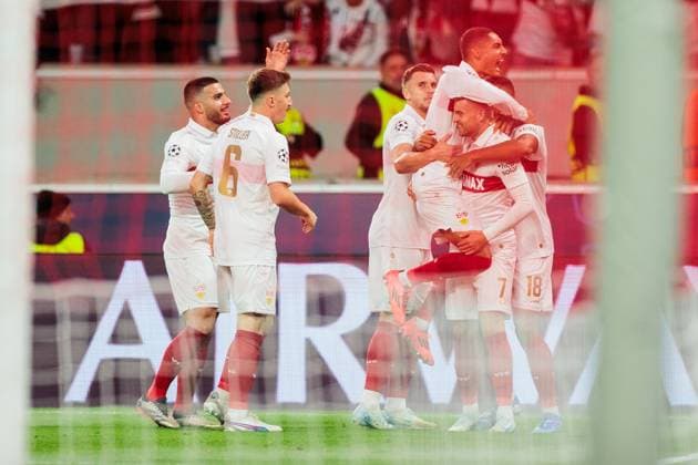 UEFA Champions League VfB Stuttgart AC Sparta Praha 01 10 2024 Cheers for 1 0 by Enzo Millot VfB Stuttgart, 8 UEFA Champions League VfB Stuttgart AC Sparta Praha Stuttgart, Arena Stuttgart on 01 10 2024 Copyright: xBEAUTIFULxSPORTS Wunderlx