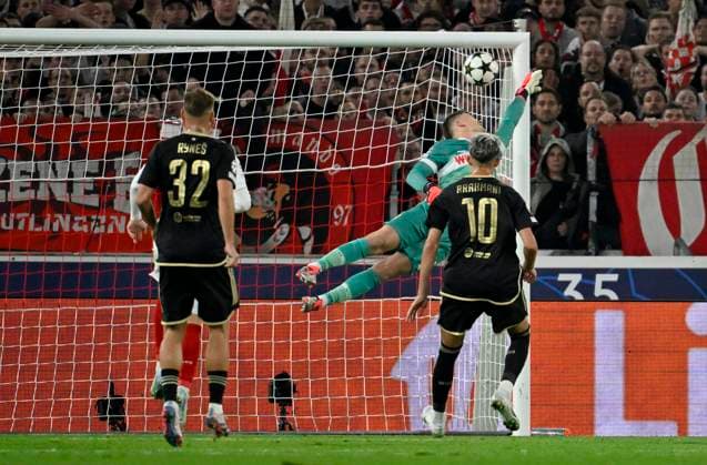 GOAL for 1 1 Kaan Kairinen AC Sparta Prague 06 Free kick against goalkeeper Alexander Nuebel VfB Stuttgart 33 Champions League VfB Stuttgart vs AC Sparta Prague 01 10 2024 DFL REGULATIONS PROHIBIT ANY USE OF PHOTOGRAPHS AS IMAGE SEQUENCES AND OR QUASI VIDEO VfB Stuttgart vs AC Sparta Prague