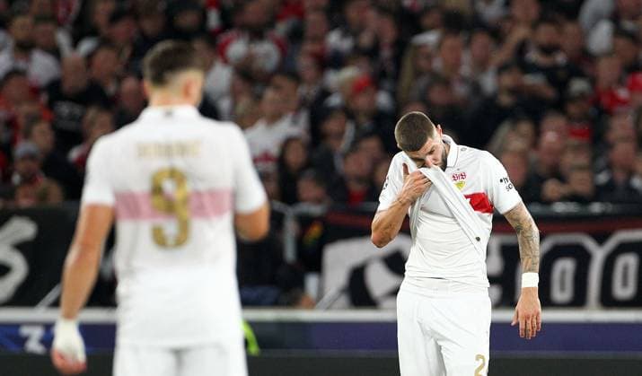 Chabot nach Tor 1-1, VfB Stuttgart - Sparta Prag, Uefa Champions League , Fußball , in der MHP Arena, Stuttgart, Baden-Württemberg , Deutschland . Oktober 01, 2024 - Photo by: Davide Elias Ipa Photo Pressefoto DENL Copyright: xx