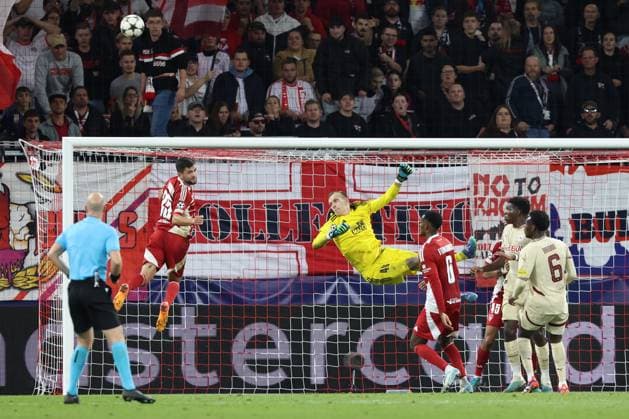 SOCCER - UEFA CL, RBS vs Brest SALZBURG,AUSTRIA,01.OCT.24 - SOCCER - UEFA Champions League, Red Bull Salzburg vs Stade Brestois 29. Image shows Marco Bizot (Brest).  GEPAxpictures xMathiasxMandl