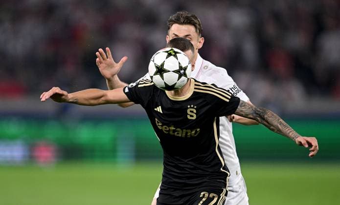 FOOTBALL CHAMPIONS LEAGUE SEASON 2024 2025 Preliminary Round 2 Matchday VfB Stuttgart Sparta Prague 01 10 2024 Lukas Haraslin front, Sparta Prague v Anthony Rouault back, VfB Stuttgart