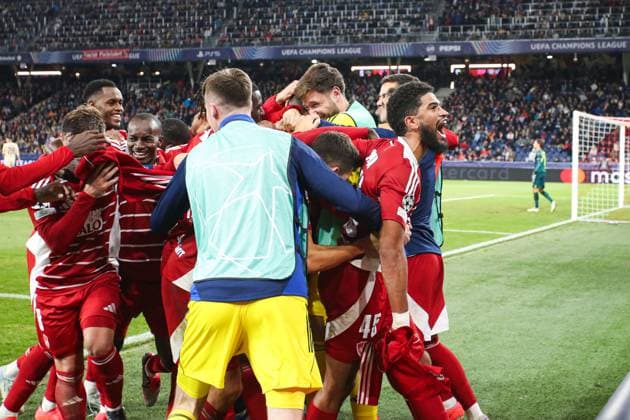 SOCCER - UEFA CL, RBS vs Brest SALZBURG,AUSTRIA,01.OCT.24 - SOCCER - UEFA Champions League, Red Bull Salzburg vs Stade Brestois 29. Image shows the rejoicing of Mahdi Camara (Brest).  GEPAxpictures xMathiasxMandl