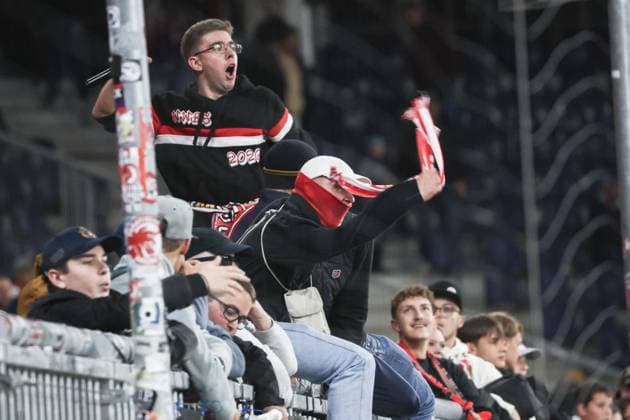 SOCCER - UEFA CL, RBS vs Brest SALZBURG,AUSTRIA,01.OCT.24 - SOCCER - UEFA Champions League, Red Bull Salzburg vs Stade Brestois 29. Image shows supporters of RBS.  GEPAxpictures xDavidxGeieregger