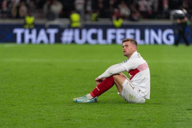 After the end of the match disappointment, frustration at Maximilian Mittelstaedt VfB Stuttgart, 07 on the ground GER, VfB Stuttgart vs AC Sparta Prague, Football, Men, UEFA Champions League, Matchday 2, Season 2024 2025, 01 10 2024, GER, VfB Stuttgart vs AC Sparta Prague, Football, Men, UEFA Champions League, Matchday 2, Season 2024 2025, 01 10 2024 Stuttgart Copyright: xEibner-Pressefoto WolfgangxFrankx EP_WFK