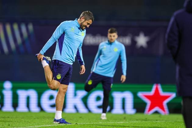 Dinamo Zagreb MD-1 training session Arijan Ademi of Dinamo Zagreb during a Dinamo Zagreb training session ahead UEFA Champions League match between Dinamo Zagreb and Monaco at Maksimir Stadion in Zagreb, Croatia on October 1, 2024.  LukaxStanzl PIXSELL