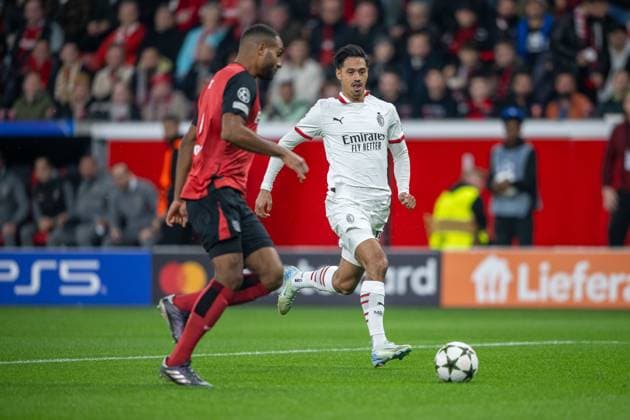 01 10 2024, Football UEFA Champions League, Season 2024 2025, Matchday 2, Bayer 04 Leverkusen AC Milan at the BayArena in Leverkusen zw Jonathan Tah Bayer 04 Leverkusen, 04 and Tijjani Reijnders AC Milan, 14 Photo Kirchner Media TH Copyright: xKirchner-Media THx