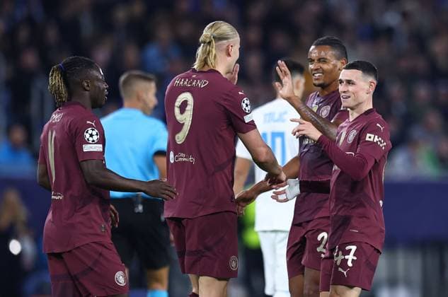 Phil Foden of Manchester City celebrates scoring their sides second goal Slovan Bratislava v Manchester City, UEFA Champions League, Group Stage, Football, Tehelne pole, Bratislava, Slovakia, 01 Oct 2024 EDITORIAL USE ONLY No use with unauthorised audio, video, data, fixture lists, club league logos or live services. Online in-match use limited to 120 images, no video emulation. No use in betting, games or single club league player publications. Copyright: xMichaelxZemanek Shutterstockx 14750163o