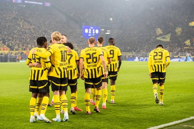 UEFA Champions League Borussia Dortmund Celtic Glasgow 01 10 2024 Borussia Dortmund celebrating after the goal by Karim Adeyemi Borussia Dortmund, 27 , 2 1 UEFA Champions League Borussia Dortmund Celtic Glasgow Signal Iduna Park, Dortmund 01 10 2024 Copyright: xBEAUTIFULxSPORTS Buriakovx