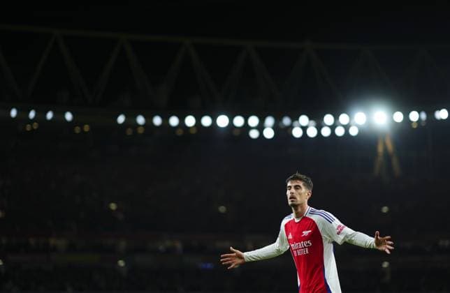 Kai Havertz of Arsenal celebrates scoring the opening goal Arsenal v Paris Saint-Germain, UEFA Champions League, Group Stage, Football, Emirates Stadium, London, UK, 01 Oct 2024 EDITORIAL USE ONLY No use with unauthorised audio, video, data, fixture lists, club league logos or live services. Online in-match use limited to 120 images, no video emulation. No use in betting, games or single club league player publications. Copyright: xJavierxGarcia Shutterstockx 14750159m