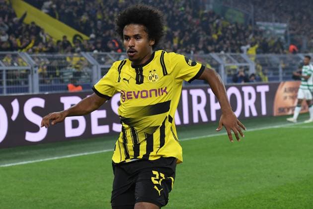 Soccer Champions League Matchday 2 Borussia Dortmund Celtic Glasgow on 01 10 2024 at Signal Iduna Park in Dortmund Goal celebration for 2 1 by Karim Adeyemi Dortmund xRx